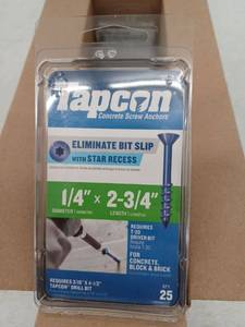 lot 23600 image: Tapcon 5033669 2.75 in. Star Flat Head Concrete Screws, 6 Packs