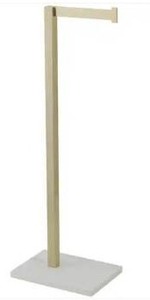 lot 23603 image: BWE Freestanding Toilet Paper Holder With Natural Marble Base in Brushed Gold
