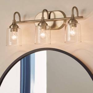 lot 23613 image: Erta 24 in. 3-Light Champagne Bronze Bathroom Vanity Light with Clear Glass Shades