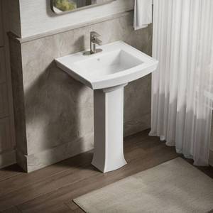 lot 23622 image: Kohler K-2358-4 Archer 24  Pedestal Bathroom Sink, White, (Sink Only)
