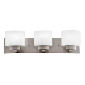 lot 23627 image: Design House 578005 Dove Creek Vanity Light Dimmable with Frosted Glass for Above Bathroom Mirror, Satin Nickel, 3-Light