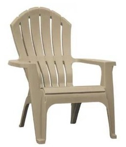 lot 23631 image: Adams PATIO Stackable Taupe Resin Frame Stationary Adirondack Chair with Slat Seat
