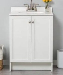 lot 23639 image: Project Source Jax 24-in True White Single Sink Bathroom Vanity (Cabinet Only)