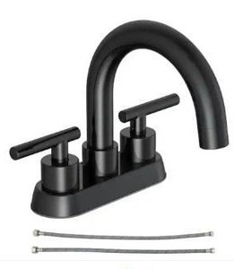 lot 23520 image: Glacier Bay Cartway 4 in. Centerset 2-Handle High-Arc Bathroom Faucet in Matte Black