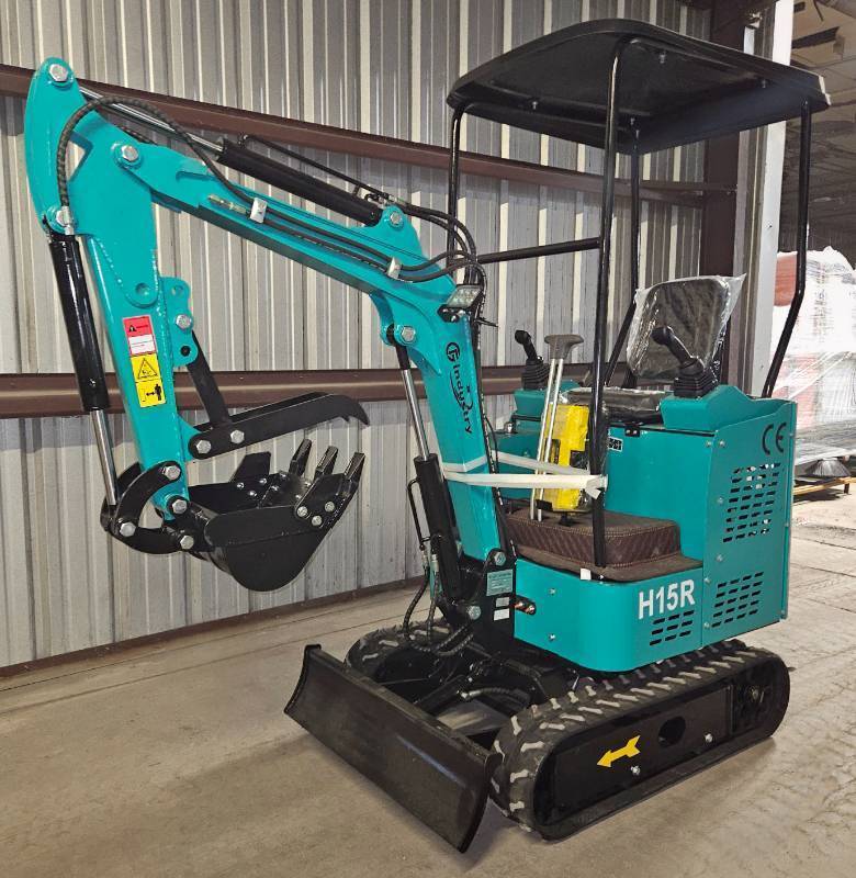 lot 2043 image: Unused CFG Industrial H15R Excavator - New Model - Pilot Controls - Auxiliary Hydraulics for Attachments - 7in Rubber Tracks for Better Stability and Stronger Base