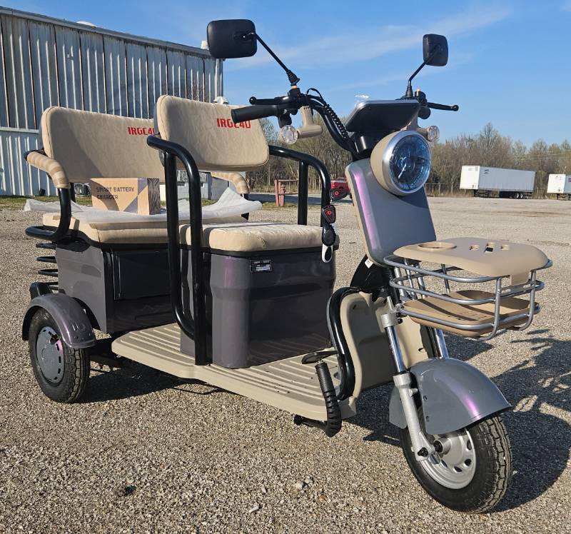 lot 5046 image: UNUSED 2025 - Purple Mini Golf CartTrike IRGC40 - Wall Charger - Remote Security System - Lights - Horn - Under Seat Storage - Small But Powerful Some Assembly Required