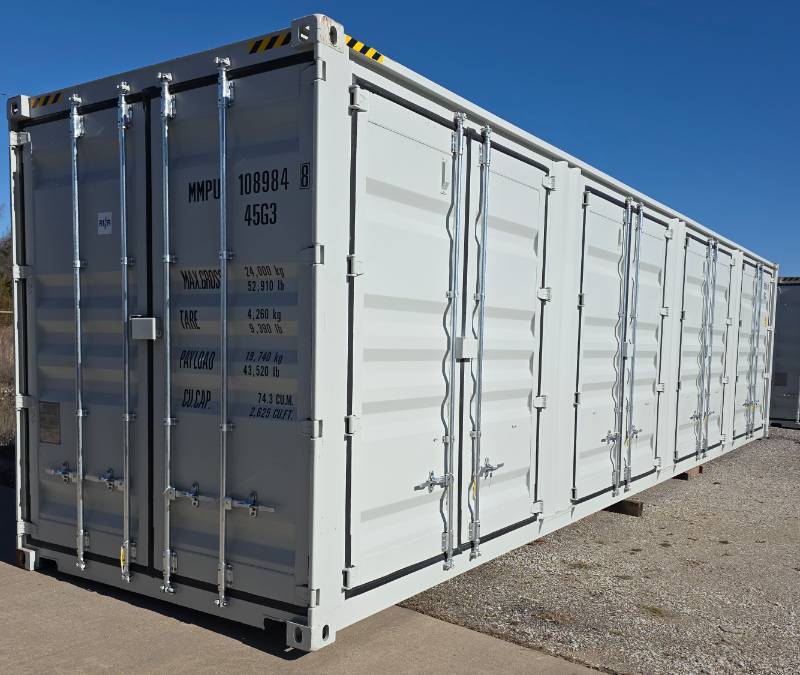 lot 9003 image: One Way Use - 40 Long High Cube Container with Double Rear & Four (4) Side Double Doors - Used One Time To Ship To Mother Road Auctions & Sales -Weather, Rodent & FireproofDelivery Available