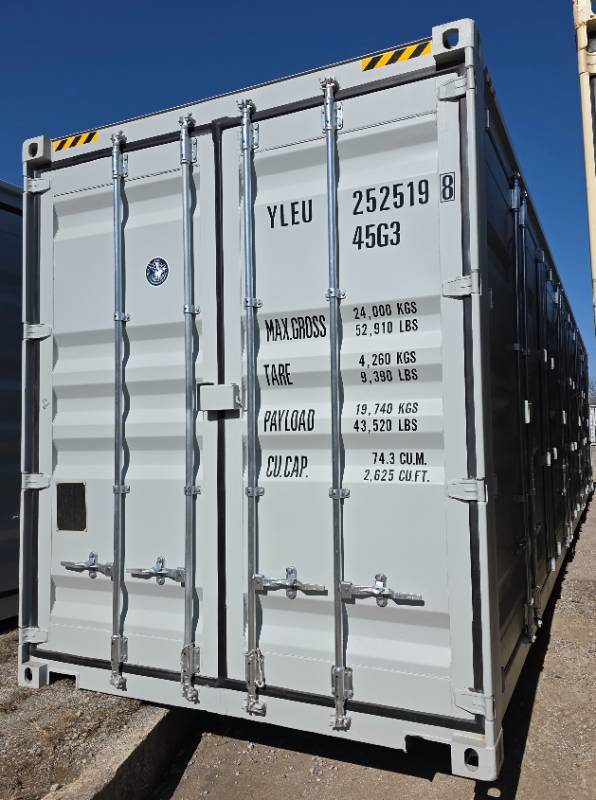 lot 9000 image: One Way Use - 40 Long High Cube Container with Double Rear & Four (4) Side Double Doors - Used One Time To Ship To Mother Road Auctions & Sales -Weather, Rodent & FireproofDelivery Available