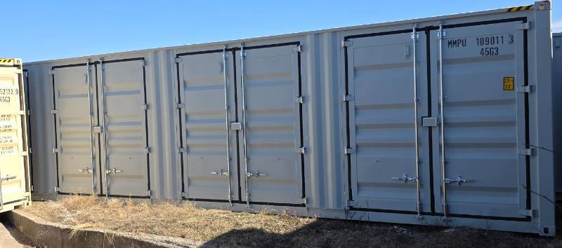 lot 1046 image: One Way Use - 40 Long High Cube Container with Double Rear & Four (4) Side Double Doors - Used One Time To Ship To Mother Road Auctions & Sales -Weather, Rodent & FireproofDelivery Available