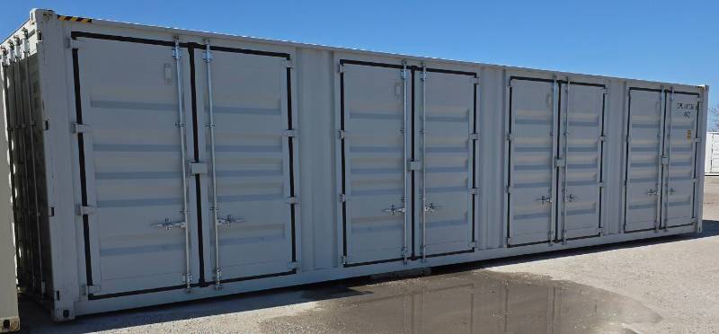 lot 1045 image: One Way Use - 40 Long High Cube Container with Double Rear & Four (4) Side Double Doors - Used One Time To Ship To Mother Road Auctions & Sales -Weather, Rodent & FireproofDelivery Available