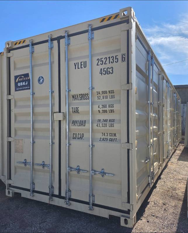 lot 9002 image: One Way Use - 40 Long High Cube Container with Double Rear & Four (4) Side Double Doors - Used One Time To Ship To Mother Road Auctions & Sales -Weather, Rodent & FireproofDelivery Available