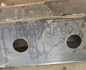 lot 8305 image: Unused MINI Skid Steer Steel Mounting Plate with Dual Circular Cutouts  Dingo Plate