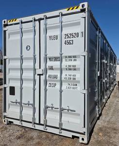 lot 1051 image: One Way Use - 40 Long High Cube Container with Double Rear & Four (4) Side Double Doors - Used One Time To Ship To Mother Road Auctions & Sales -Delivery AvailableCheck Pics for Minor Damage
