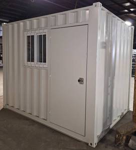 lot 8215 image: Future 10ft OfficeStorage Container - Double Rear Cargo Doors w Lock Box, Window Covered with Security Bars and Locking Personnel Walk Through Locking Door w Keys
