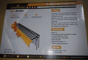 lot 3215 image: Unused LandHonor 72in Pine StrawStick Rake LHR-PSR72 - 3-Point Connect - 17in Spring Tooth Height
