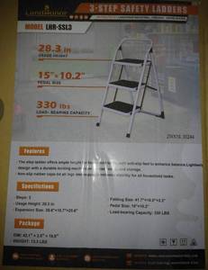 lot 3322 image: Unused LandHonor 3-Step Safety Ladder  LHR-SSL3