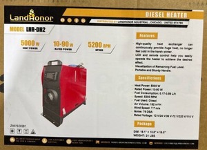 lot 3375 image: Unused LandHonor Diesel Heater  All-In-One  LHR-DH2 - LCD Remote Control - High-Quality Heat Exchanger Provides High Heat 7.7ms