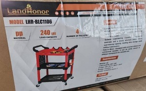 lot 3388 image: Unused LandHonor 240lb Capacity Tool Cart w Castors  LHR-TC240