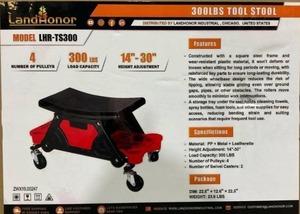 lot 3404 image: Unused LandHonor 300lb Capacity Tool Stool w Castors  LHR-TS300