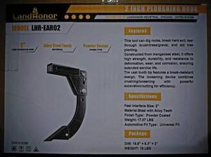 lot 3405 image: Unused LandHonor Plowing (Ploughing) Hook LHR-EAR02 - Powder Coated Steel w Alloy Tooth 17.07lbs - 2 Square Interface to Connect to Standard Hitches
