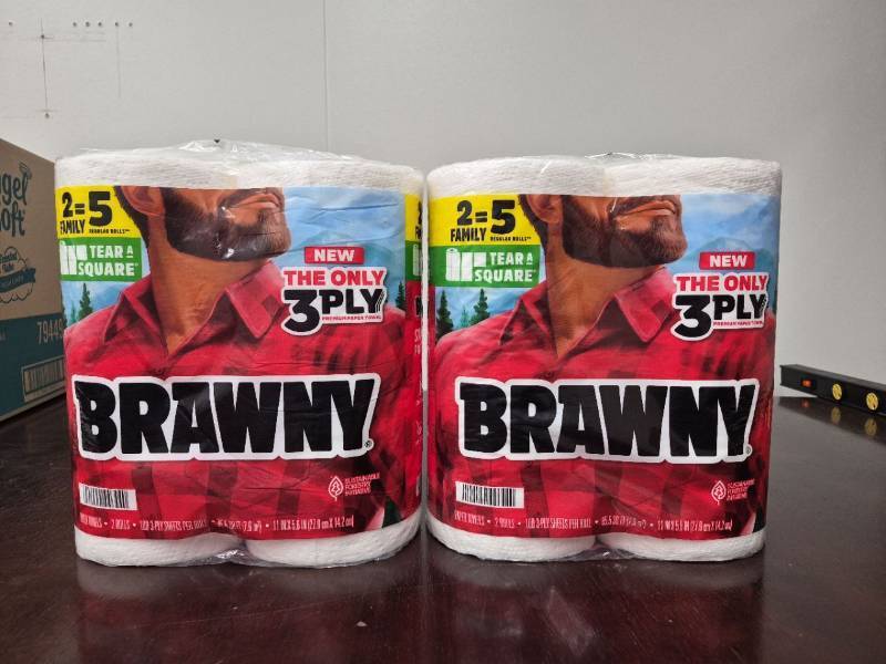 lot 10012 image: Brawny Paper Towels 3-Ply Family Pack. Lot of 2.