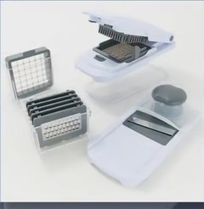 lot 2535 image: Prepology Chopper w 8 Slice & Dice Blades & Catch Bin Cracked Pepper