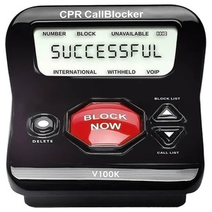 lot 1127 image: CPR V100K Call Blocker for Landline Phones with Caller ID. 100,000 preloaded Nuisance Numbers. Manually Block 10,000 Scam or Spoof Calls with a Single Button Press