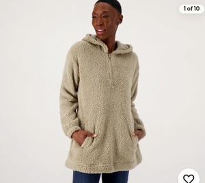 lot 1231 image: Koolaburra by UGG Brushed Back Sherpa Hoodie Pullover Irish Cream, X-Small