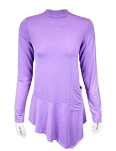 lot 1235 image: LOGO by Lori Goldstein Rayon 230 Print or Solid Asymmetric Top Heather Purple,Size 1X