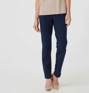 lot 1250 image: Susan Graver Petite Ponte Knit Straight-Leg Pull-On Pants Navy, Petite Medium