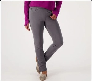 lot 1252 image: Belle by Kim Gravel Regular Ponte Slim Straight Leg PantsGraphite, Reg 8