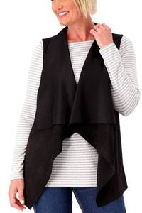 lot 1253 image: Attitudes by Renee Faux Suede and Luxe Ponte Draped Vest Black Large
