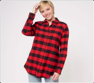 lot 1260 image: As Is Joan Rivers Buffalo Check Shirt Jacket with Fleece L RedBlack Size IX