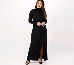 lot 1268 image: Studio Park X Shawn Killinger Knit Mock-neck Maxi Dress-black-petite XL