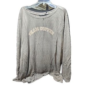 lot 1274 image: Anybody Cozy Knit French Terry Graphic Crew Neck Smokey Taupe, Size 4X