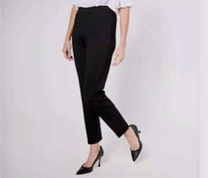 lot 1278 image: Susan Graver Regular Smart Ponte Knit Slim Leg Pant Black, X-Large