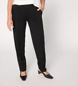 lot 1279 image: Susan Graver Petite Ponte Knit Straight-Leg Pull-On Pants Black Petite X-Large