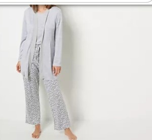 lot 1284 image: MUK LUKS Tall Cloud Knit Love to Laver 3-Piece Set HthrGrey Leoprd, Tall X-Large