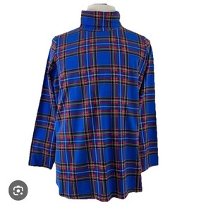 lot 1286 image: Denim & Co. Printed Perfect Jersey Turtle Neck Top Sapphire Blue Size 2X