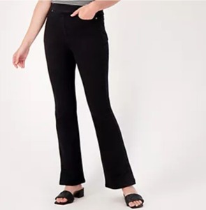 lot 1290 image: Isaac Mizrahi Live Divine Denim Regular Pull on Bootcut Jean Black Denim. Reg 16