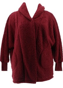 lot 1294 image: BumbleBella by Jill Martin Regular Sherpa Shawl Collar Butt Windsor Wine.XSS