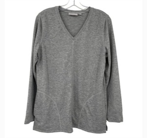 lot 1308 image: Belle by Kim Gravel Luxe French Terry Change of Seasons Tunic Heather Grey, Small