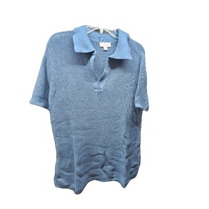 lot 1320 image: Belle by Kim Gravel Shaker Knit Elbow Sleeve Sweater Steele Blue Large
