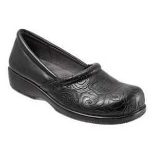 lot 7020 image: Womens SoftWalk Adora Black Rose EmbossedSoft Nappa LeatherLycra (Size 6.5)