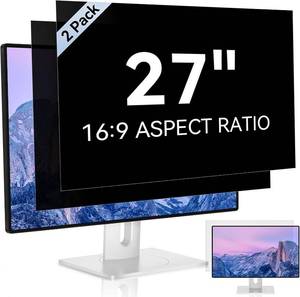 lot 7024 image: 2 Pack 27 Inch Computer Privacy Screen for 169 Aspect Ratio Widescreen Monitor, Eye Protection Anti Glare Blue Light Computer Monitor Privacy Filter, Removable Anti-Scratch 27in Protector Film