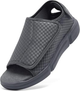 lot 7053 image: YINGCSM Mens Open toe Diabetic Sandals Wide Width Adjustable Straps Arch Support Lightweight & Breathable Mesh for Comfort and Pain Relief