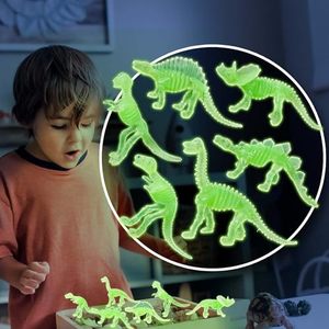 lot 7077 image: 12pcs Glow in The Dark Mini Dinosaur Toy Set, Great for Birthday Gift Bags or Party Favors, Goodie Bags, Easter Baskets, and Christmas Stocking Stuffers