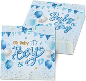 lot 7097 image: 40Pcs Baby Shower Napkins for Boy, Its a Boy Blue Cocktail Napkins Baby Boy Shower Decorations Paper Napkins for Baby Shower Gender Reveal Birthday Party Supplies 3pks