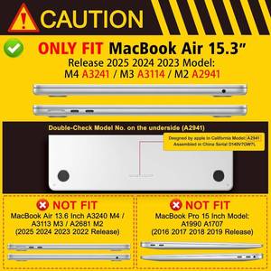 lot 7104 image: May Chen Compatible with M4 MacBook Air 15 Inch Case 2025 2024 2023 A3241 A3114 A2941 M3 M2 with Liquid Retina Display & Touch ID, Plastic Hard Shell Cover - Pink Ribbons