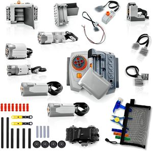 lot 7114 image: YUN.arbor 39-in-1 Motor Kit Compatible with Lego Technic Motor4,Battery Box2,2.4G Receiver,IR Speed Remote Control,Control Switch & Extension Wire & LED Light Wire,with Building Block Tool Kit